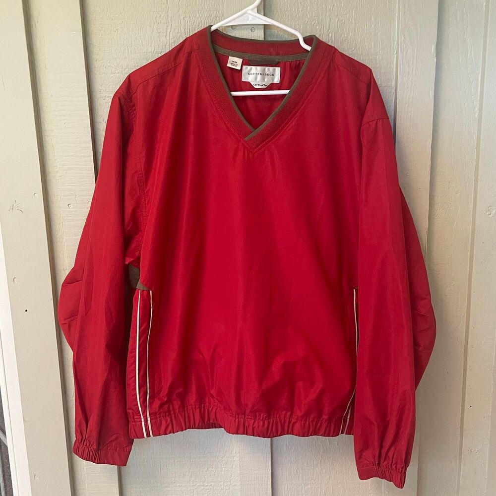 Cutter & Buck CB WindTec Men's Medium Red Windbreaker Pull Over